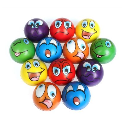 6pcs 6 3cm Stress Balls Grimace Smiley Laugh Face Soft Foam PU Squeeze Squishy Balls Toys 1 - Stress Ball