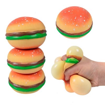 Burger Stress Ball 3D Squishy Hamburger Fidget Toys Silicone Decompression Silicone Squeeze Fidget Ball Fidget Sensory 1 - Stress Ball