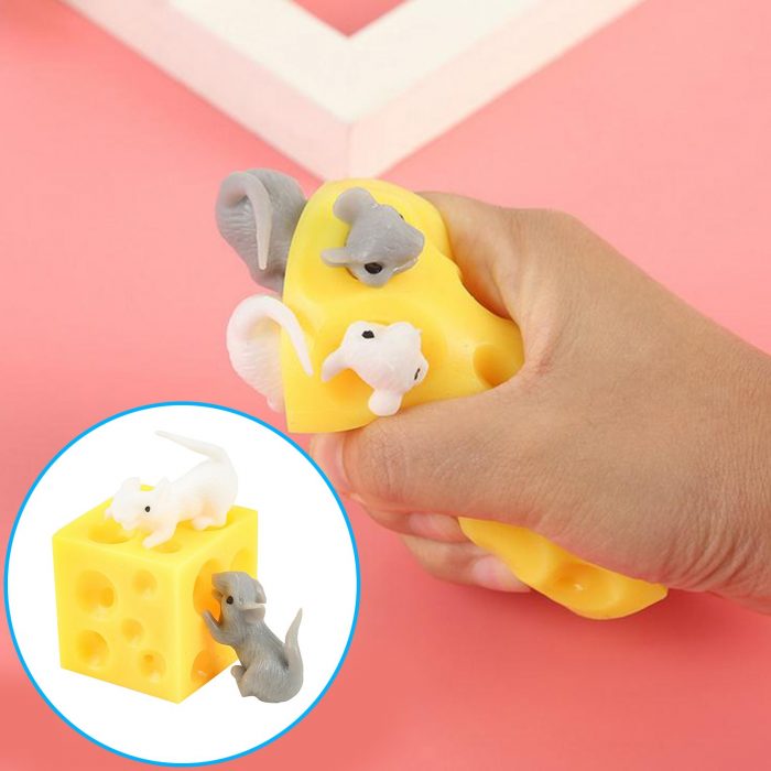 Cute Cartoon Mouse Cheese Press Squeeze Doll Hide And Seek Squishable Figures Prank Stress Relief Vent 1 - Stress Ball