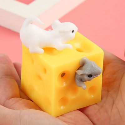 Cute Cartoon Mouse Cheese Press Squeeze Doll Hide And Seek Squishable Figures Prank Stress Relief Vent 2 - Stress Ball