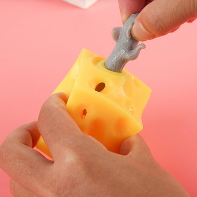 Cute Cartoon Mouse Cheese Press Squeeze Doll Hide And Seek Squishable Figures Prank Stress Relief Vent 4 - Stress Ball