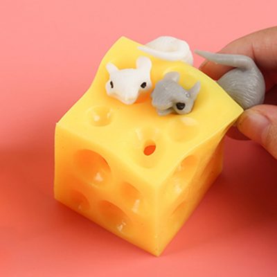 Cute Cartoon Mouse Cheese Press Squeeze Doll Hide And Seek Squishable Figures Prank Stress Relief Vent - Stress Ball