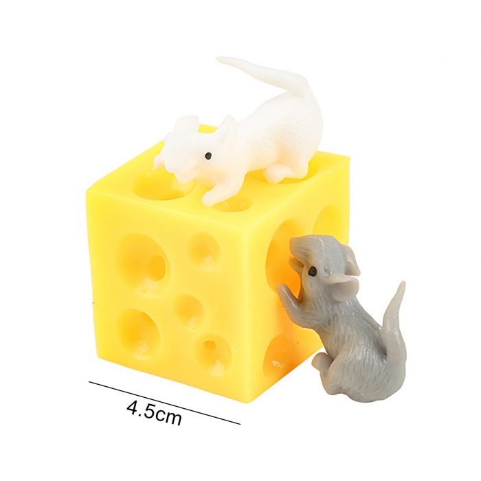 Cute Cartoon Mouse Cheese Press Squeeze Doll Hide And Seek Squishable Figures Prank Stress Relief Vent 5 - Stress Ball