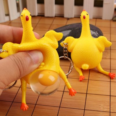 Cute Chicken Egg Laying Hens Crowded Stress Ball Keychain Creative Funny Spoof Tricky Gadgets Toy Chicken - Stress Ball