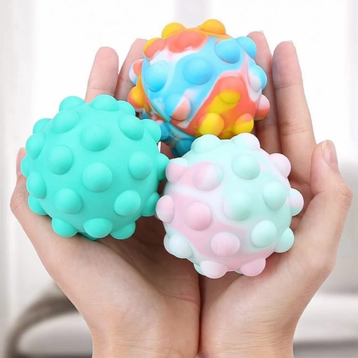 Rainbow Ball Push Bubble Antistress Cube Decompression Toys Squeeze 3D Elastic Ball Pop Stress Relief Sensory - Stress Ball